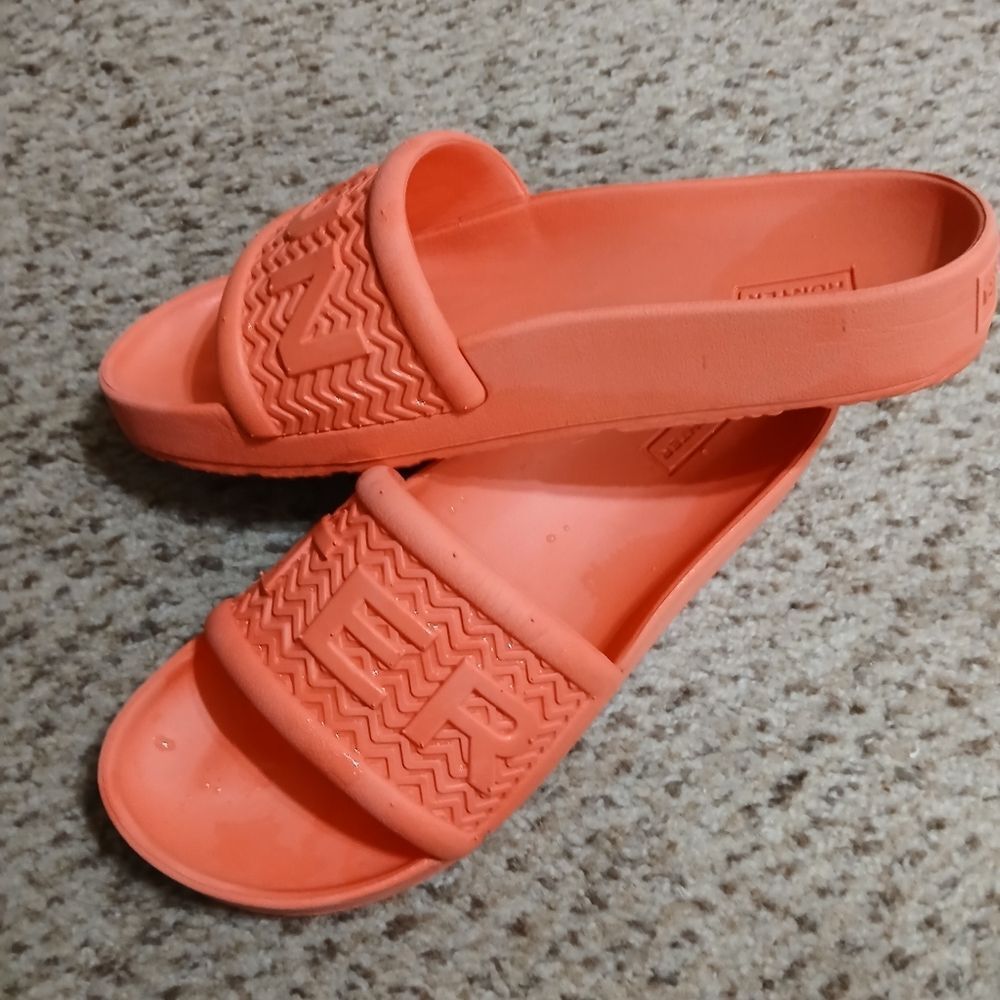 HUNTER Slide sandals Logo Orange Size see below Waterproof Material